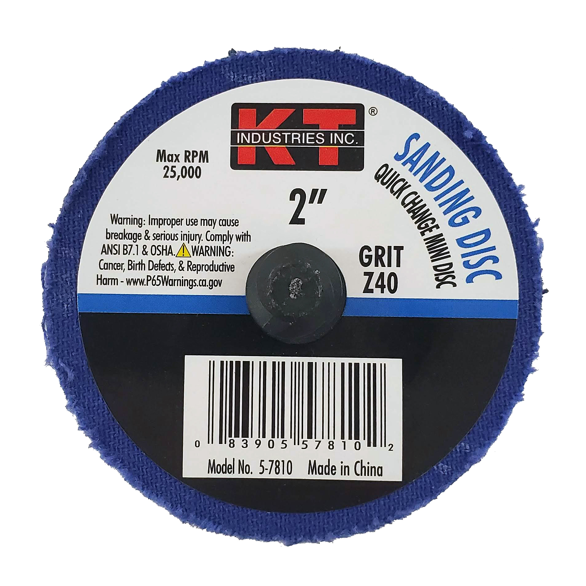 K-T Industries Mini Sanding Discs — 2in. x 40 Grit, Quick Change, 5 Pcs, Model# 5-7810